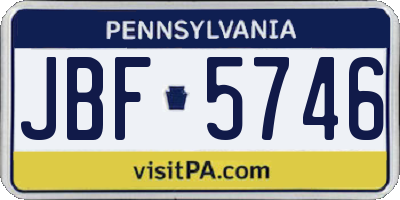 PA license plate JBF5746