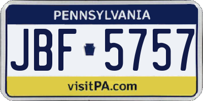 PA license plate JBF5757