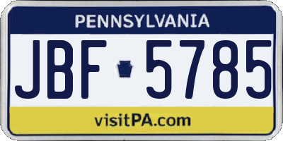 PA license plate JBF5785