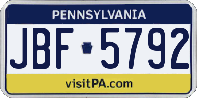 PA license plate JBF5792