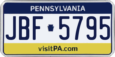 PA license plate JBF5795