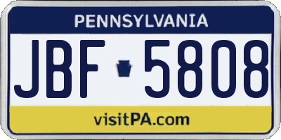 PA license plate JBF5808