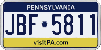 PA license plate JBF5811