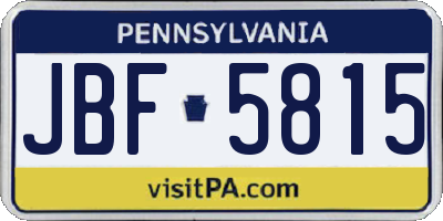 PA license plate JBF5815