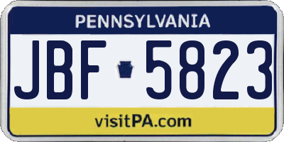 PA license plate JBF5823