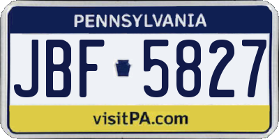 PA license plate JBF5827