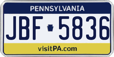 PA license plate JBF5836