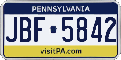 PA license plate JBF5842