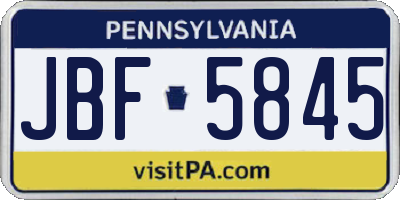 PA license plate JBF5845