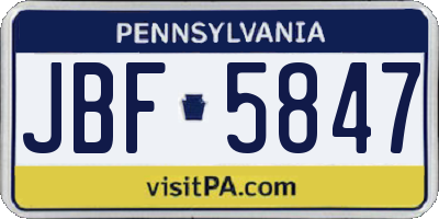 PA license plate JBF5847
