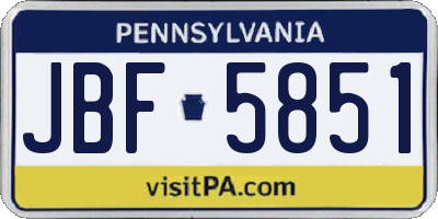 PA license plate JBF5851