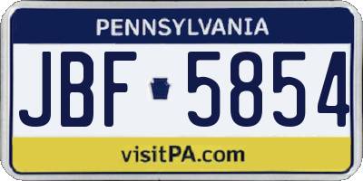 PA license plate JBF5854
