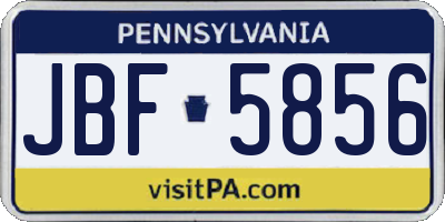 PA license plate JBF5856