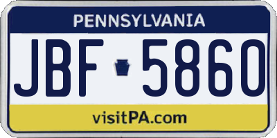 PA license plate JBF5860