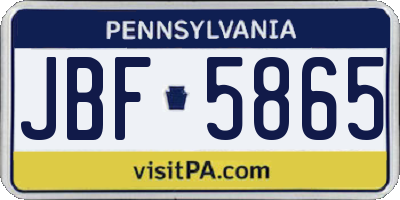 PA license plate JBF5865