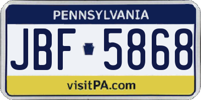 PA license plate JBF5868