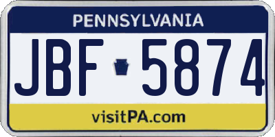 PA license plate JBF5874