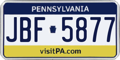 PA license plate JBF5877