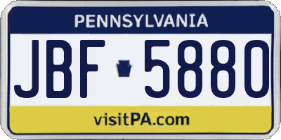 PA license plate JBF5880