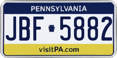 PA license plate JBF5882