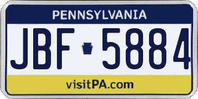 PA license plate JBF5884