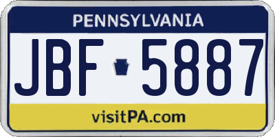 PA license plate JBF5887