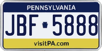 PA license plate JBF5888