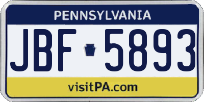 PA license plate JBF5893