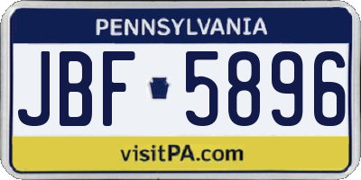PA license plate JBF5896
