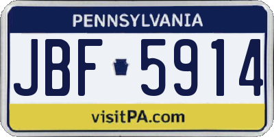PA license plate JBF5914