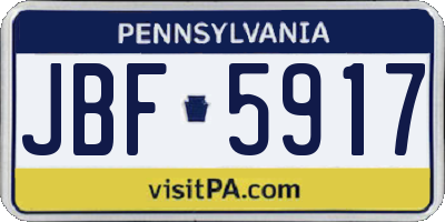 PA license plate JBF5917