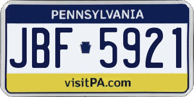 PA license plate JBF5921