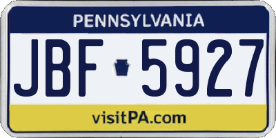PA license plate JBF5927