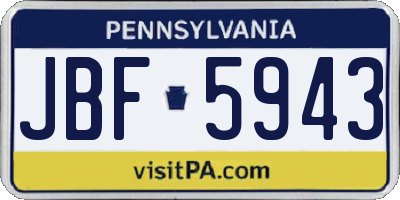 PA license plate JBF5943