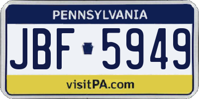 PA license plate JBF5949