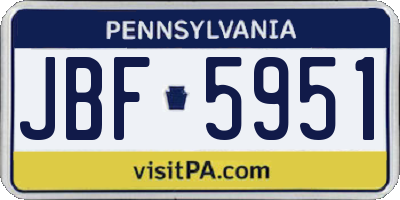 PA license plate JBF5951