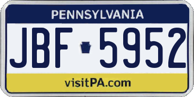 PA license plate JBF5952