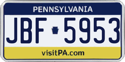 PA license plate JBF5953