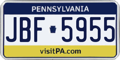 PA license plate JBF5955
