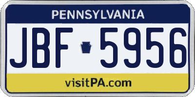 PA license plate JBF5956