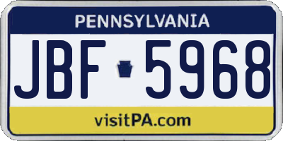 PA license plate JBF5968