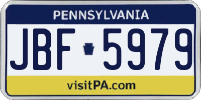 PA license plate JBF5979