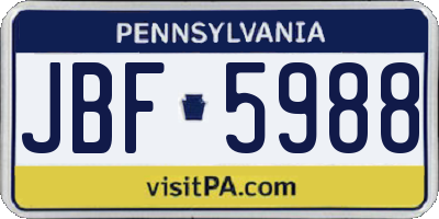 PA license plate JBF5988
