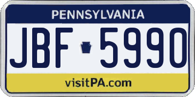 PA license plate JBF5990
