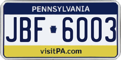 PA license plate JBF6003