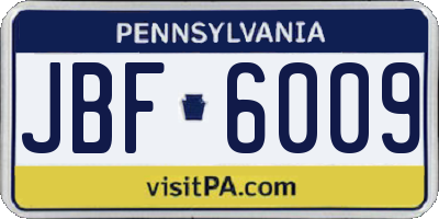 PA license plate JBF6009