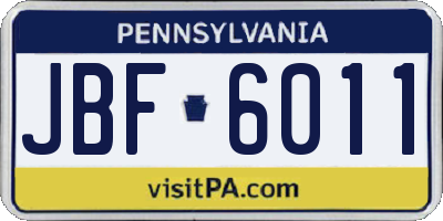 PA license plate JBF6011