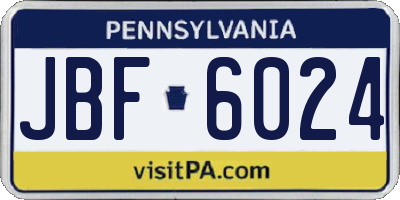 PA license plate JBF6024