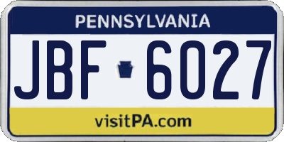 PA license plate JBF6027