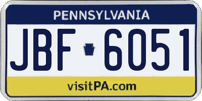 PA license plate JBF6051